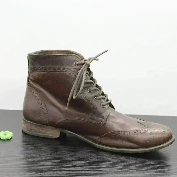 BDS Studio Ink Men's Brown Leather Wingtip Boots - Picture 3 of 10